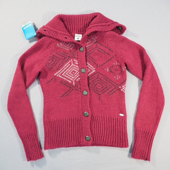Columbia Sweater Womens Small Burgundy Sailor Turtleneck Chunky Knit Alpaca Wool - Picture 1 of 11